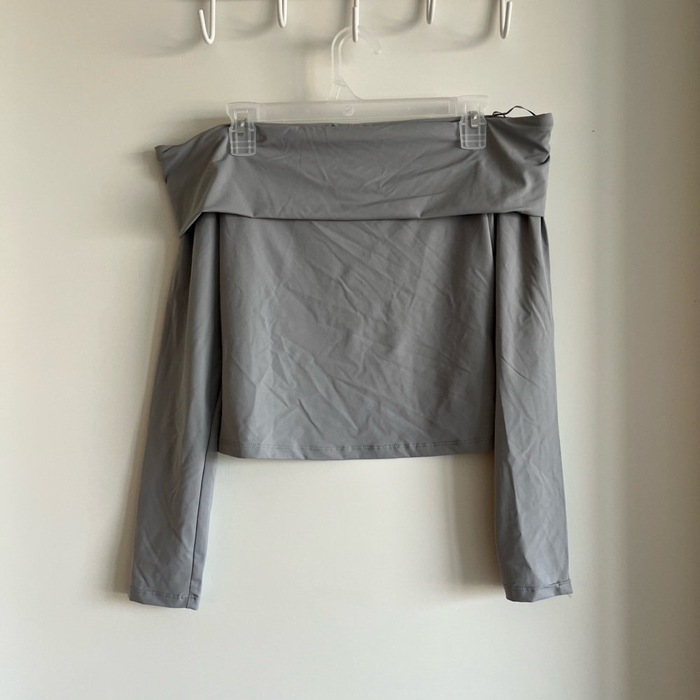 Gray off the shoulder top